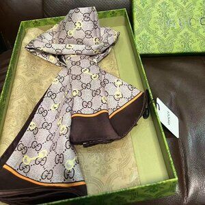 Gucci Brown and Cream Patterned Scarf
